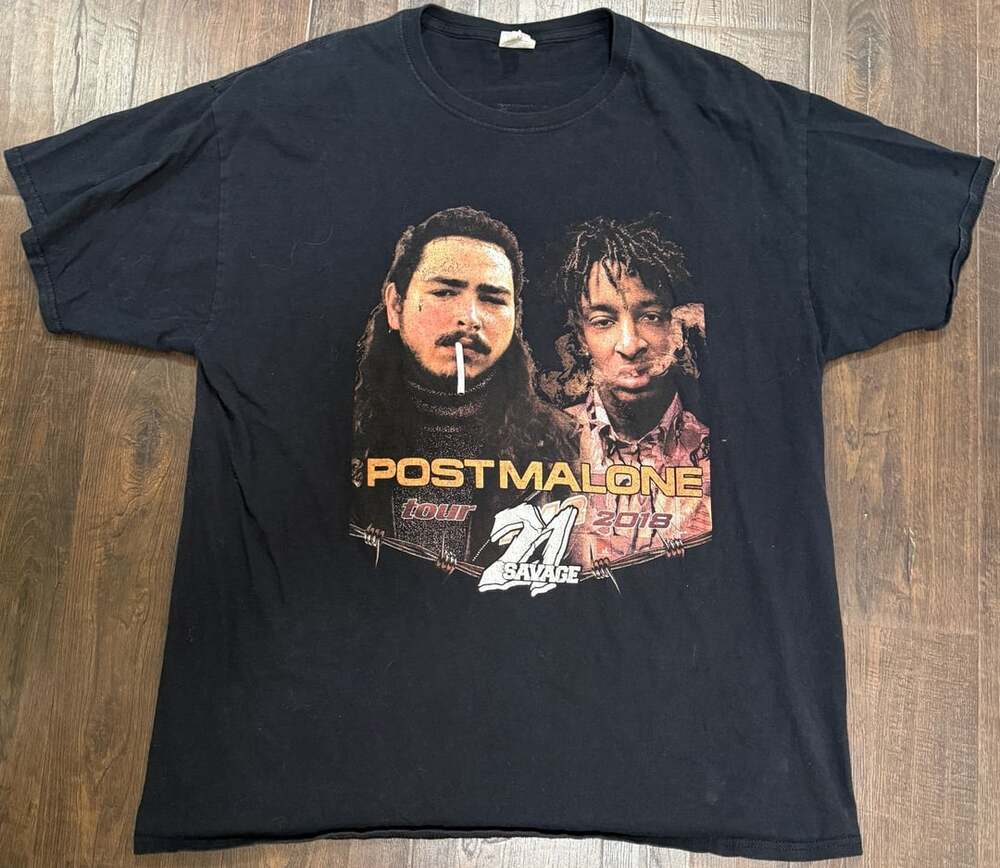 Post Malone 21 Savage 2018 Tour Concert T-Shirt Black